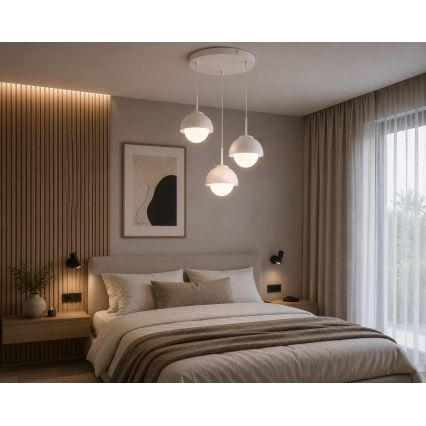 BRILAGI - Pendelleuchte mit Seilaufhängung COSMO 3xE27/60W/230V weiß/gold