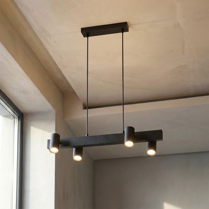 Brilagi - Pendelleuchte mit Seilaufhängung SELE 4xGU10/30W/230V schwarz