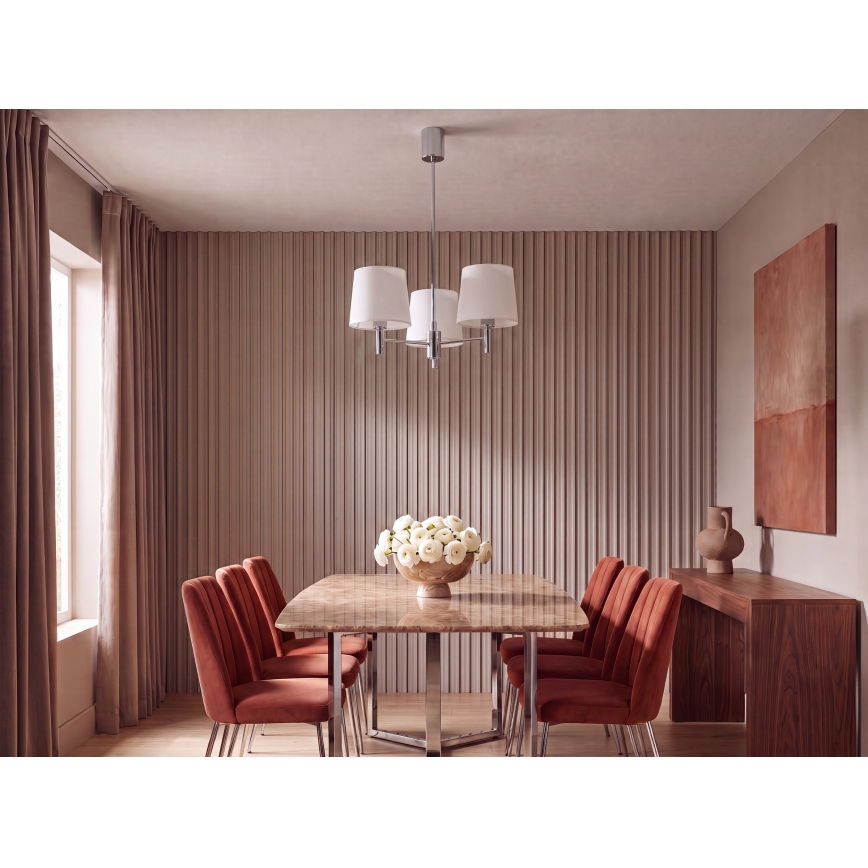 Brilagi - Pendelleuchte mit Stange MONTE 3xE27/60W/230V Creme/glänzender Chrom