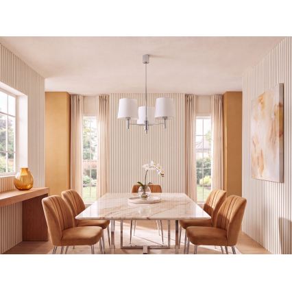 Brilagi - Pendelleuchte mit Stange MONTE 3xE27/60W/230V Creme/glänzender Chrom