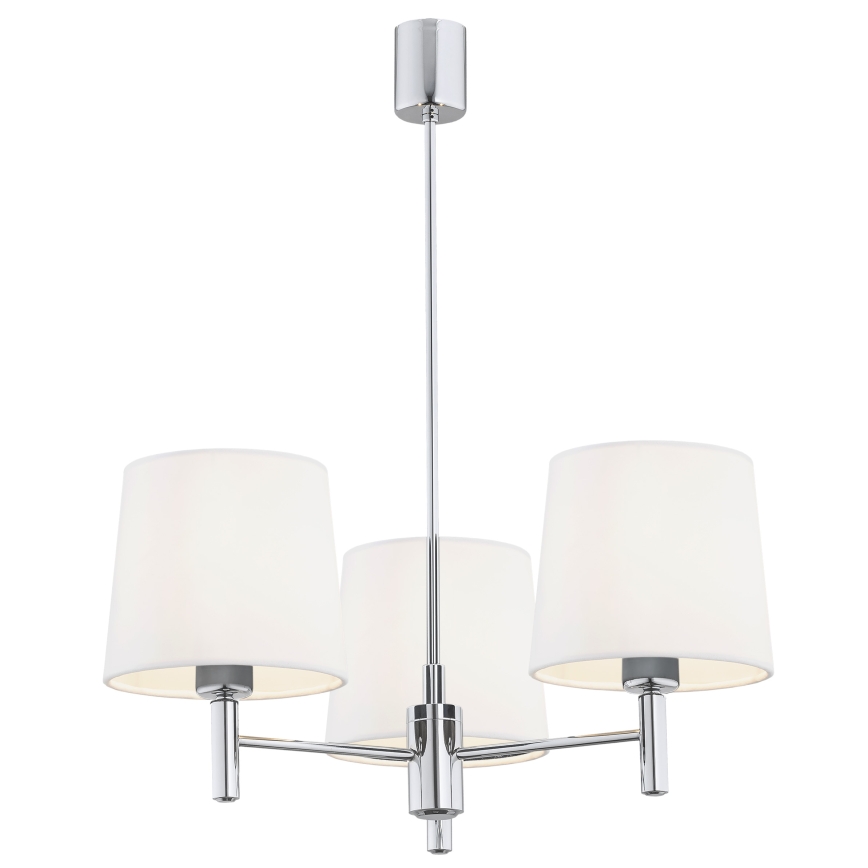 Brilagi - Pendelleuchte mit Stange MONTE 3xE27/60W/230V Creme/glänzender Chrom