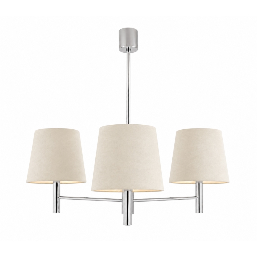 Brilagi - Pendelleuchte mit Stange MONTE 3xE27/60W/230V Creme/glänzender Chrom