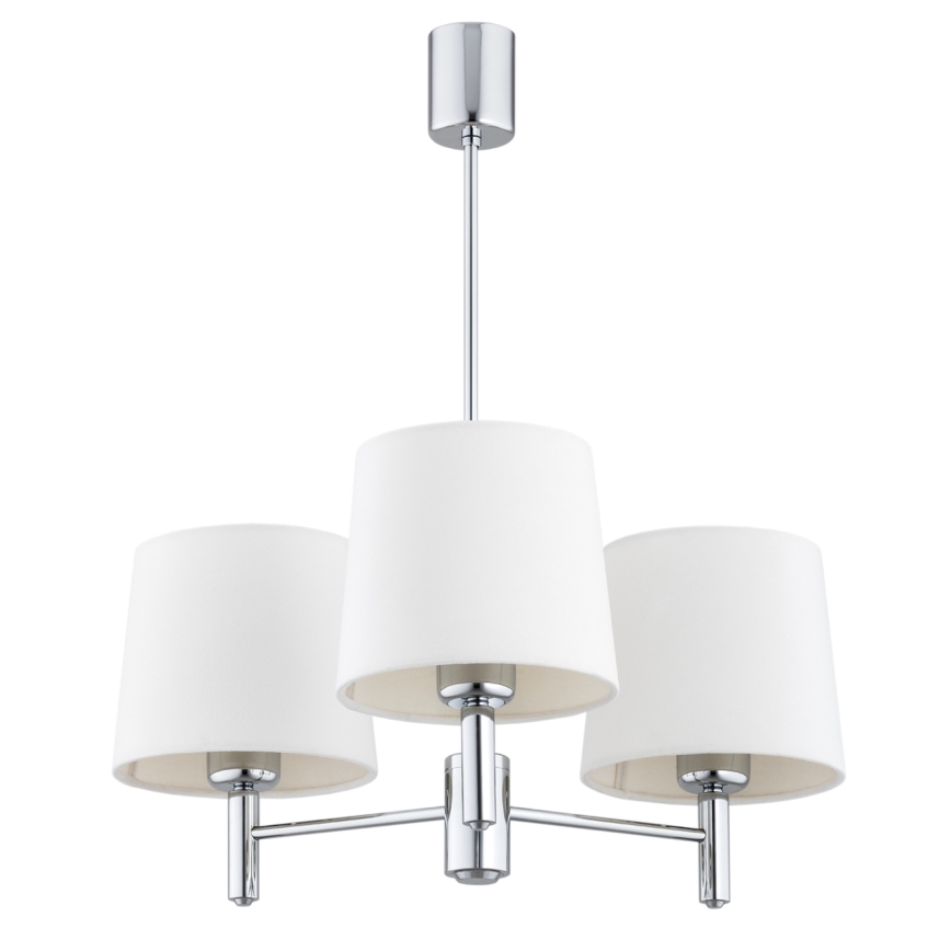 Brilagi - Pendelleuchte mit Stange MONTE 3xE27/60W/230V Creme/glänzender Chrom