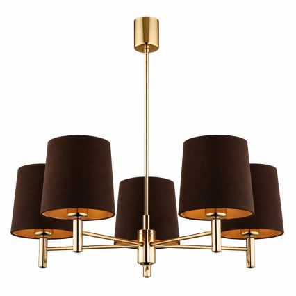 BRILAGI - Pendelleuchte mit Stange MONTE 5×E27/60W/230V Braun/Gold