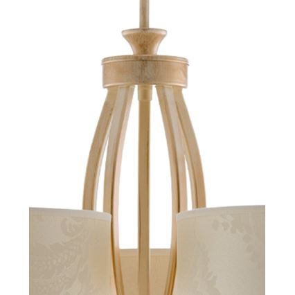 Brilagi - Pendelleuchte mit Stange SAPHIRE 5xE27/15W/230V Ø 66 cm creme/gold/patina