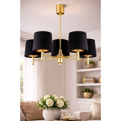 Brilagi - Pendelleuchte MONTE 5xE27/60W/230V schwarz/gold