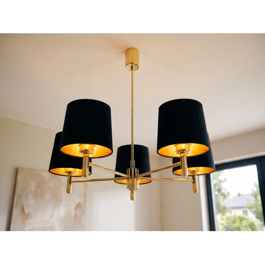 Brilagi - Pendelleuchte MONTE 5xE27/60W/230V schwarz/gold