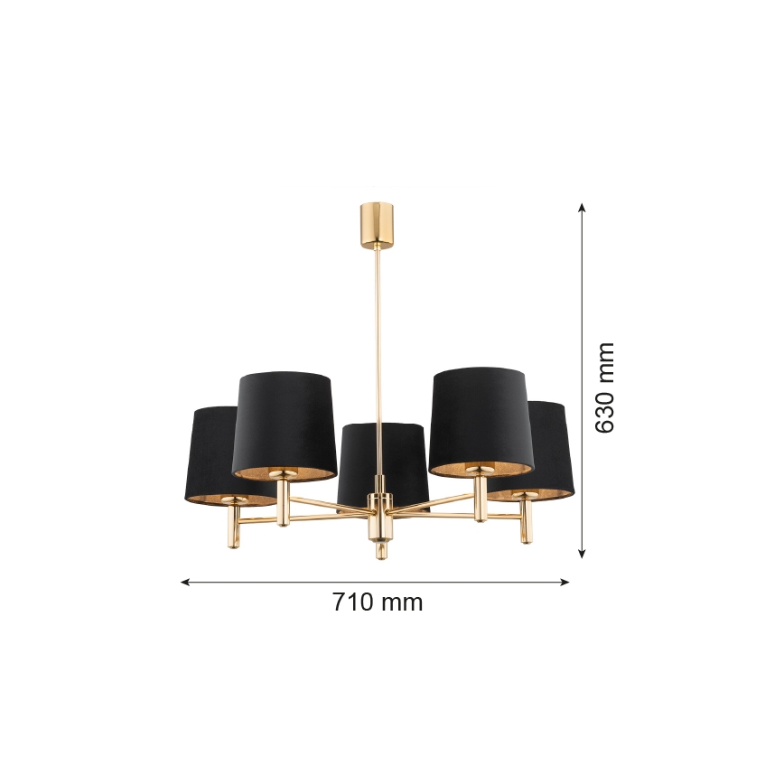 Brilagi - Pendelleuchte MONTE 5xE27/60W/230V schwarz/gold
