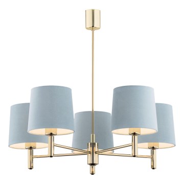 Brilagi - Pendelleuchte MONTE an Stange 5xE27/60W/230V blau/gold