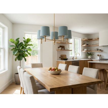 Brilagi - Pendelleuchte MONTE an Stange 5xE27/60W/230V blau/gold
