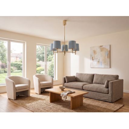 Brilagi - Pendelleuchte MONTE an Stange 5xE27/60W/230V blau/gold