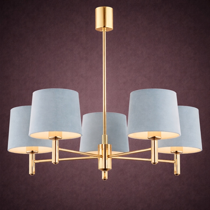 Brilagi - Pendelleuchte MONTE an Stange 5xE27/60W/230V blau/gold