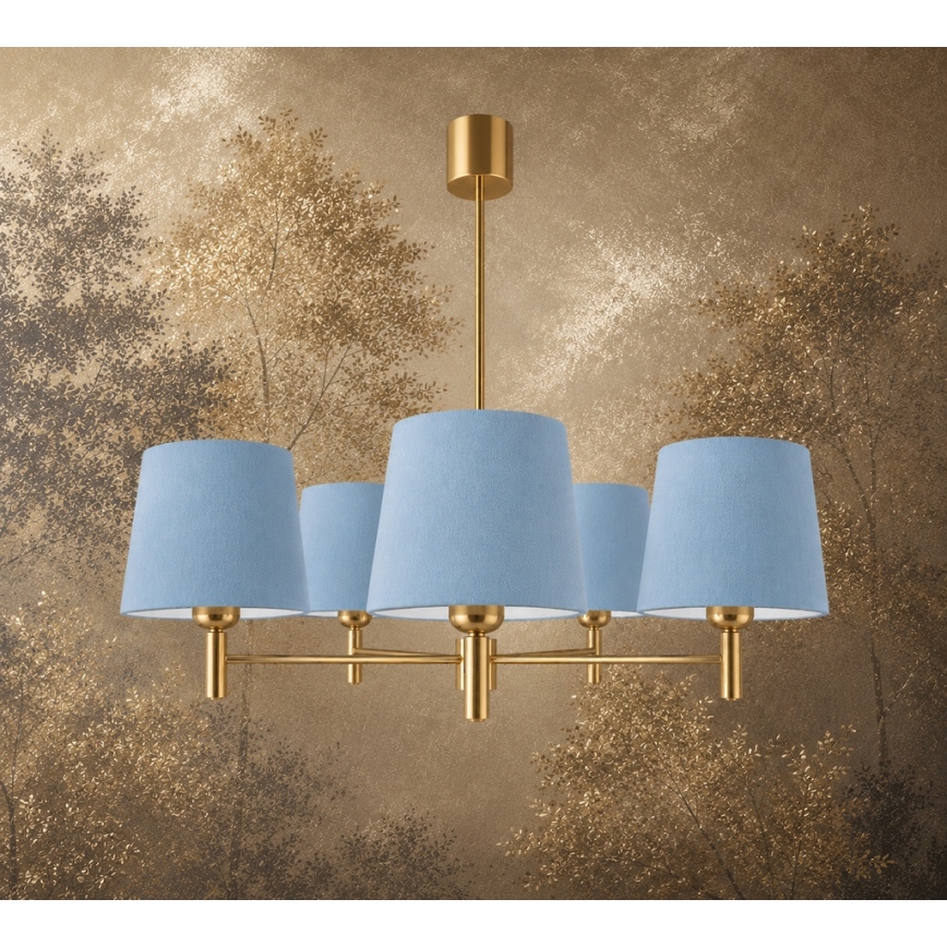 Brilagi - Pendelleuchte MONTE an Stange 5xE27/60W/230V blau/gold