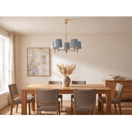 Brilagi - Pendelleuchte MONTE an Stange 5xE27/60W/230V blau/gold