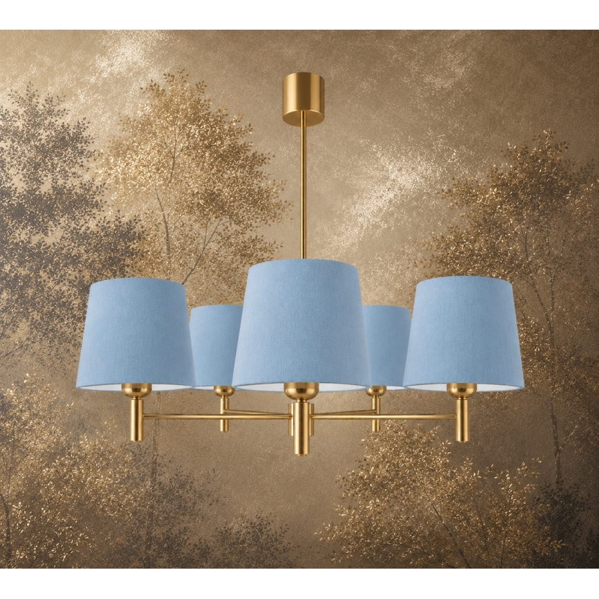 BRILAGI - Pendelleuchte MONTE an Stange 5xE27/60W/230V blau/gold