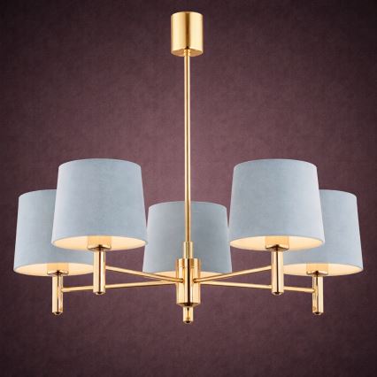 BRILAGI - Pendelleuchte MONTE an Stange 5xE27/60W/230V blau/gold