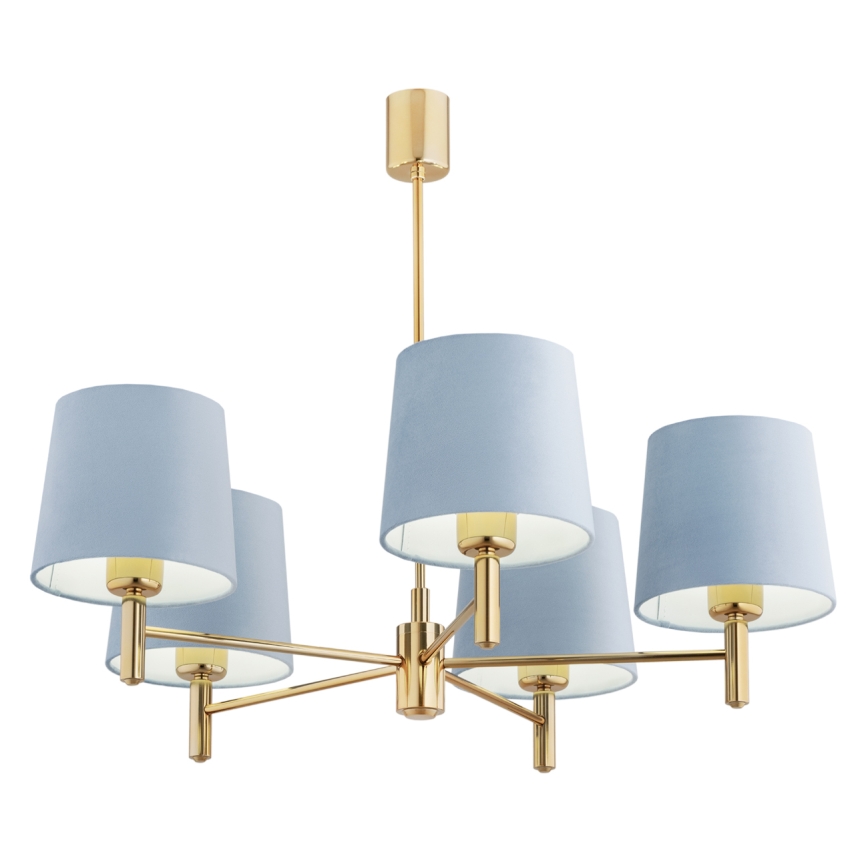 BRILAGI - Pendelleuchte MONTE an Stange 5xE27/60W/230V blau/gold