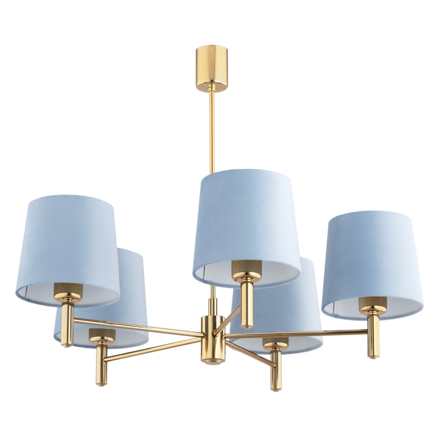 BRILAGI - Pendelleuchte MONTE an Stange 5xE27/60W/230V blau/gold