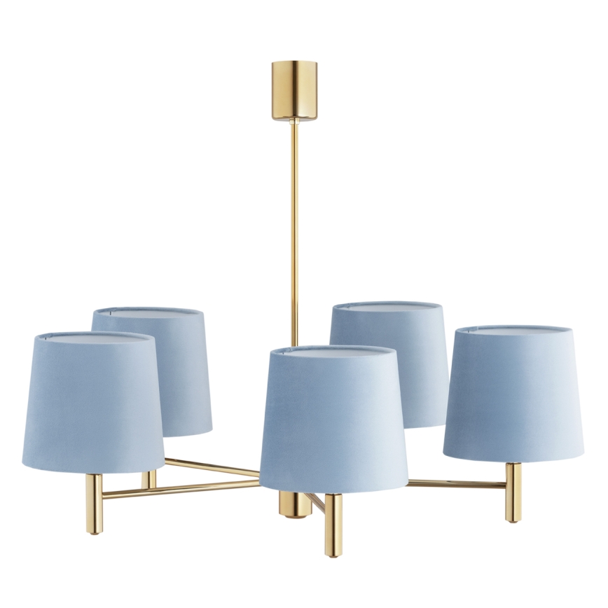 BRILAGI - Pendelleuchte MONTE an Stange 5xE27/60W/230V blau/gold