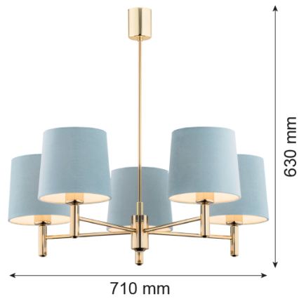BRILAGI - Pendelleuchte MONTE an Stange 5xE27/60W/230V blau/gold