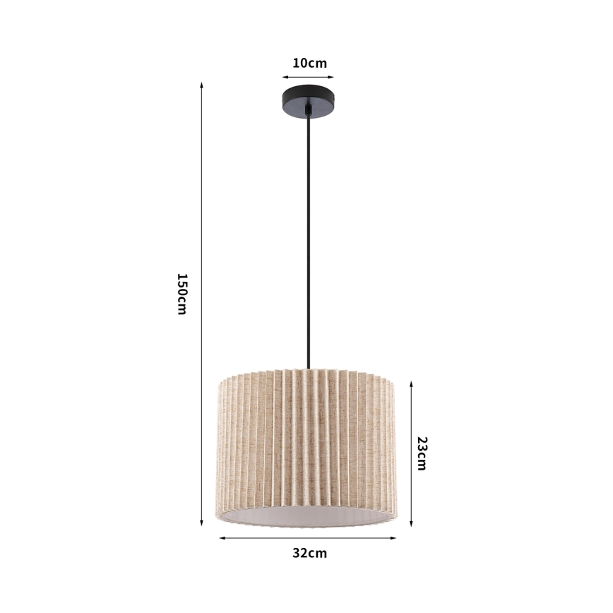 Brilagi - Pendelleuchte NORDIC WAVE mit Kabel 1xE27/15W/230V Ø 32 cm Leinen/Schwarz