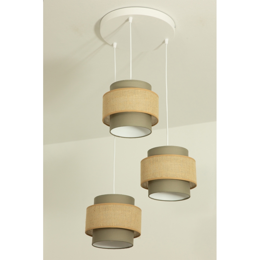 Brilagi - Pendelleuchte RESNA an Drahtseil 3xE27/60W/230V Ø 45 cm braun/beige
