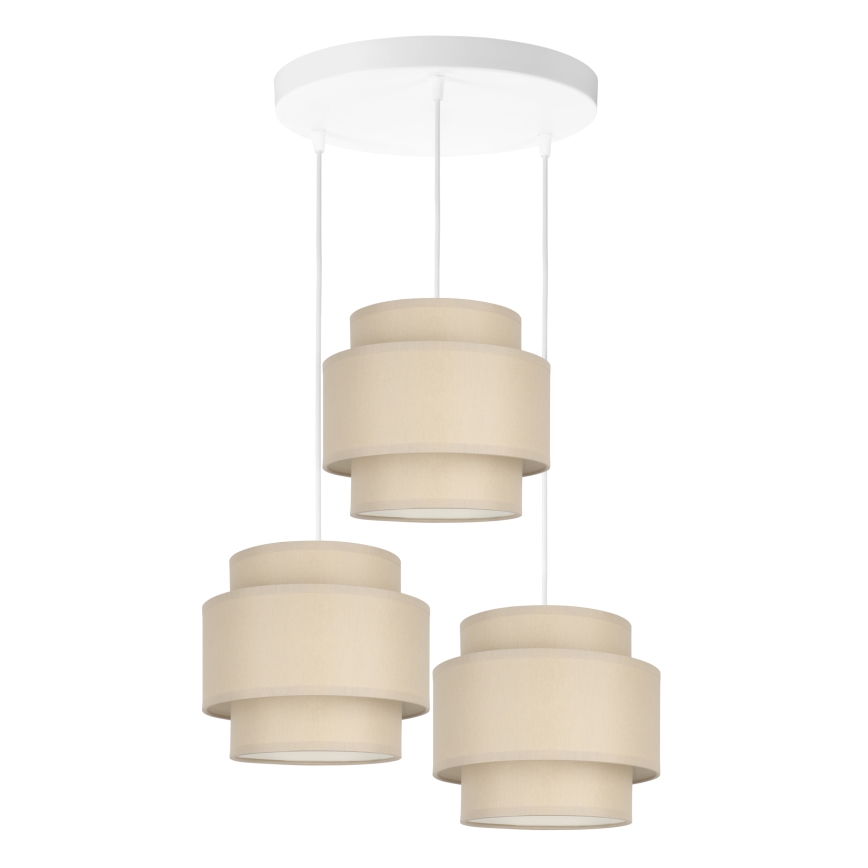 Brilagi - Pendelleuchte RESNA an Kabel 3xE27/60W/230V, Ø 45 cm, Beige