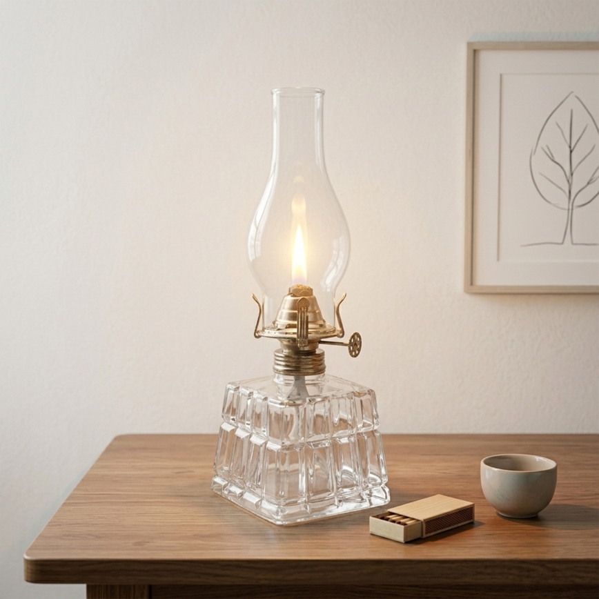 Brilagi - Petroleumlampe MERLIN klar/gold/patina