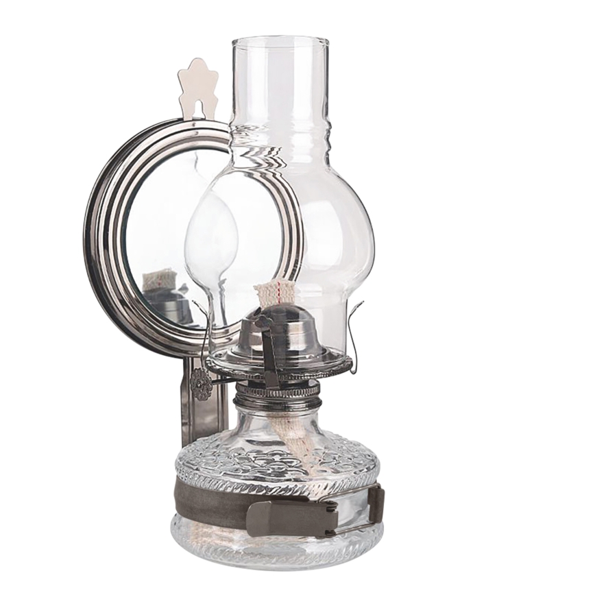 Brilagi - Petroleumlampe MERLIN mit Spiegel, schwarzer Chrom