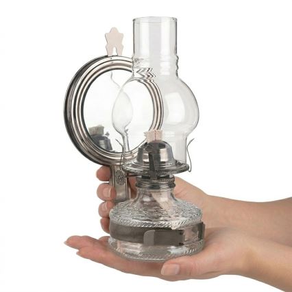 Brilagi - Petroleumlampe MERLIN mit Spiegel, schwarzer Chrom