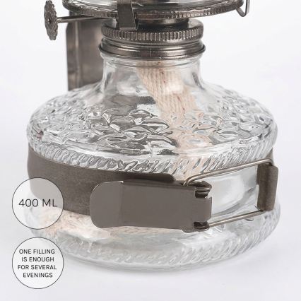 Brilagi - Petroleumlampe MERLIN mit Spiegel, schwarzer Chrom