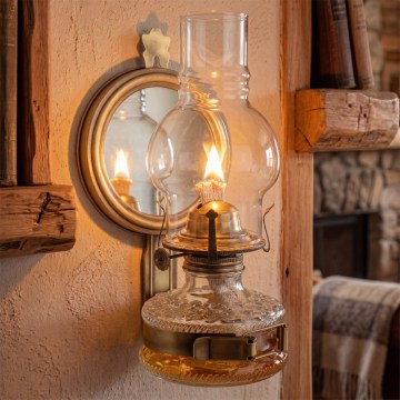 Brilagi - Petroleumlampe mit Spiegel MERLIN Gold/Patina