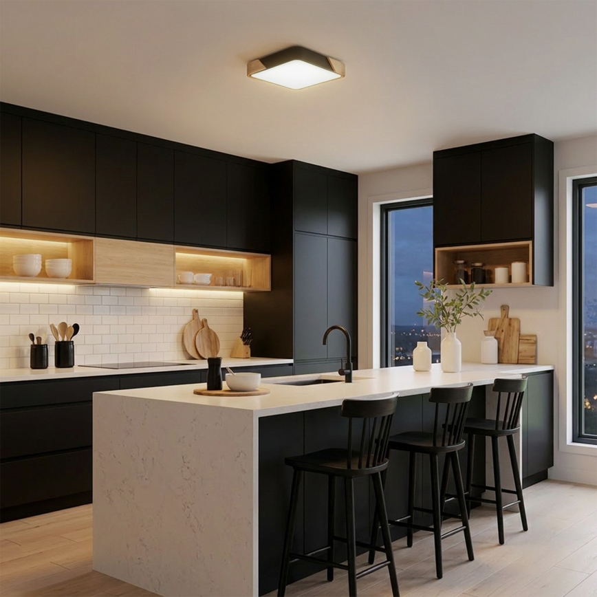 Brilagi - Plafoniera a LED PILANA LED/24W/230V rovere/nero 32x32 cm