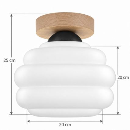 BRILAGI - Plafoniera a LED RETRO GLASS 1xE27/60W/230V Ø 20 cm rovere/bianco