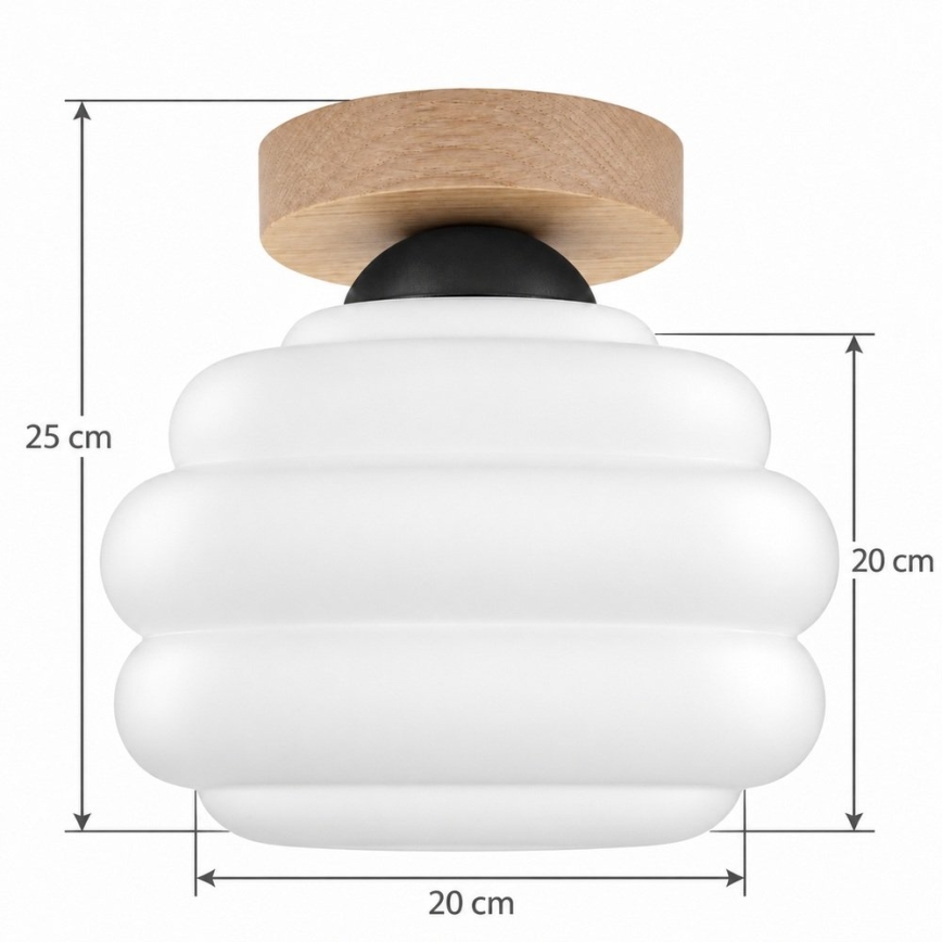 BRILAGI - Plafoniera a LED RETRO GLASS 1xE27/60W/230V Ø 20 cm rovere/bianco