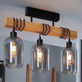 Brilagi - Plafoniera a montaggio superficiale WOOD GLASS 3xE27/60W/230V pino/nero/grigio fumé