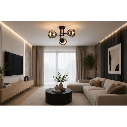 BRILAGI - Plafoniera a soffitto DIOR 3xE27/60W/230V nero/grigio fumé