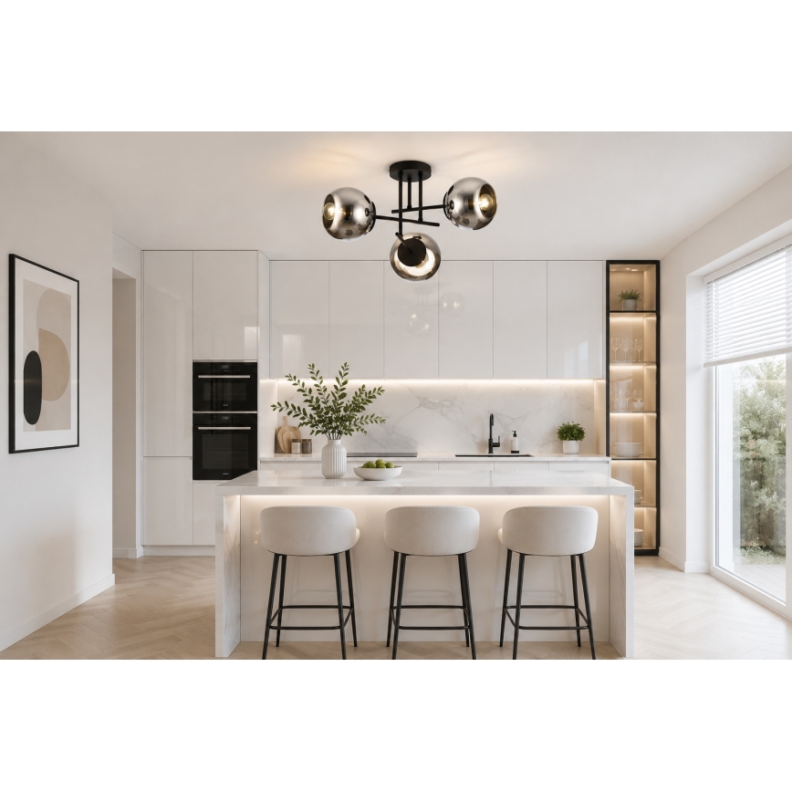 BRILAGI - Plafoniera a soffitto DIOR 3xE27/60W/230V nero/grigio fumé