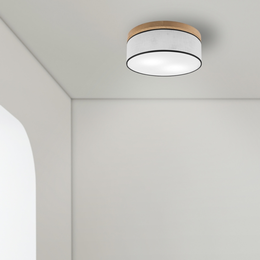 Brilagi - Plafoniera BELLADONNA 2xE27/15W/230V diametro 40 cm bianco/quercia