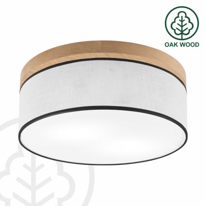Brilagi - Plafoniera BELLADONNA 2xE27/15W/230V diametro 40 cm bianco/quercia