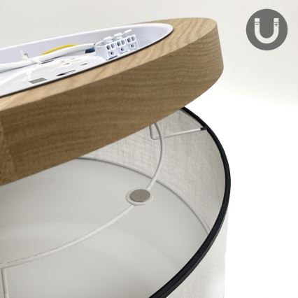 Brilagi - Plafoniera BELLADONNA 2xE27/15W/230V diametro 40 cm bianco/quercia