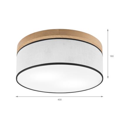 Brilagi - Plafoniera BELLADONNA 2xE27/15W/230V diametro 40 cm bianco/quercia