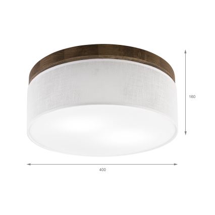 Brilagi - Plafoniera BELLADONNA 2xE27/15W/230V diametro 40 cm bianco/quercia