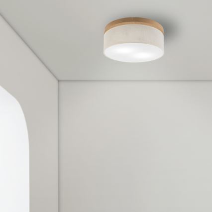 Brilagi - Plafoniera BELLADONNA 2xE27/15W/230V diametro 40 cm color crema/quercia
