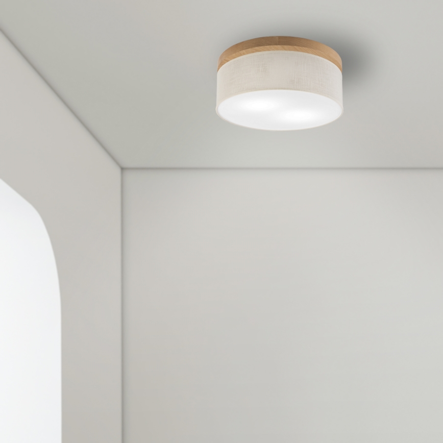 Brilagi - Plafoniera BELLADONNA 2xE27/15W/230V diametro 40 cm color crema/quercia