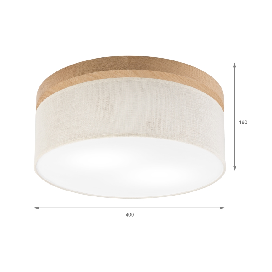 Brilagi - Plafoniera BELLADONNA 2xE27/15W/230V diametro 40 cm color crema/quercia