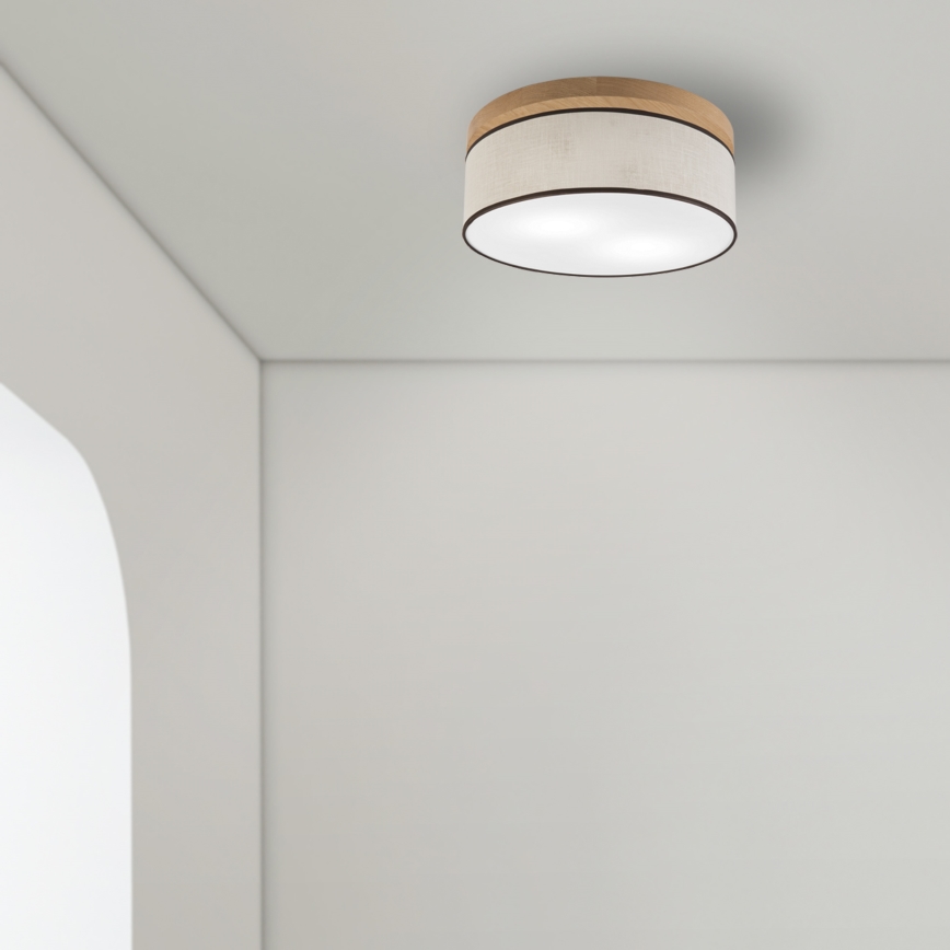 Brilagi - Plafoniera BELLADONNA 2xE27/15W/230V diametro 40 cm color crema/quercia