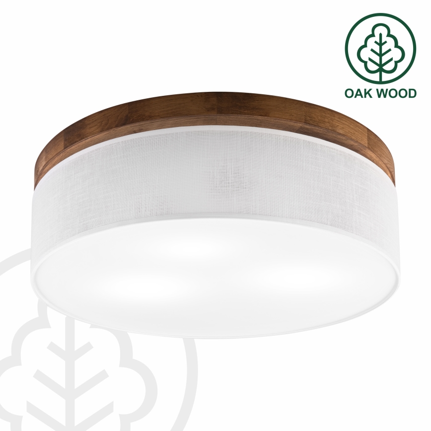 Brilagi - Plafoniera BELLADONNA 3xE27/15W/230V diametro 50 cm bianco/quercia ciliegio