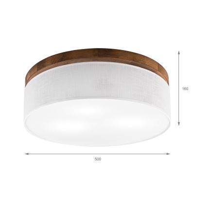 Brilagi - Plafoniera BELLADONNA 3xE27/15W/230V diametro 50 cm bianco/quercia ciliegio