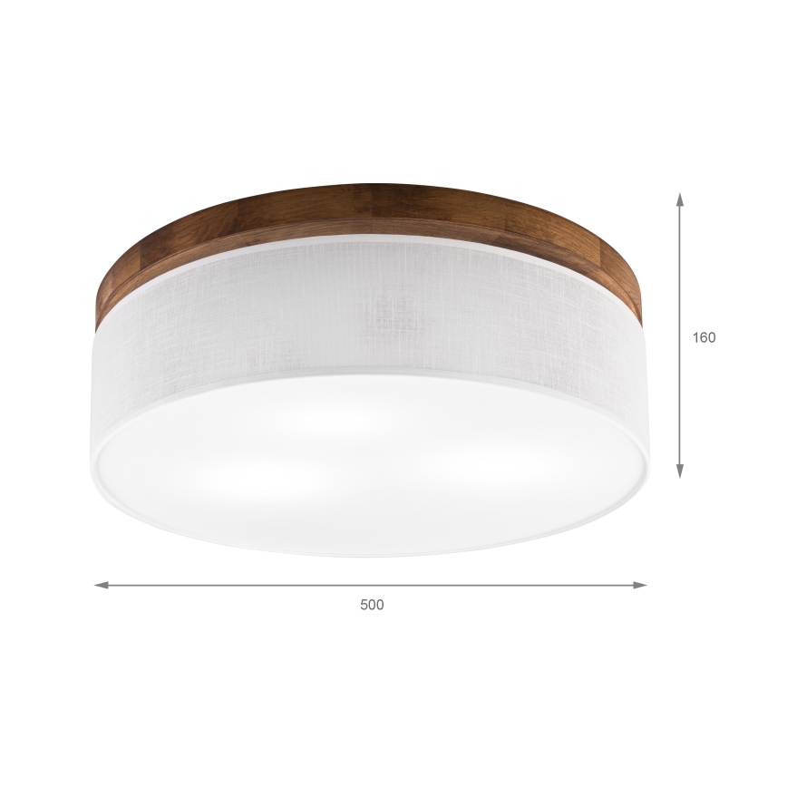 Brilagi - Plafoniera BELLADONNA 3xE27/15W/230V diametro 50 cm bianco/quercia ciliegio